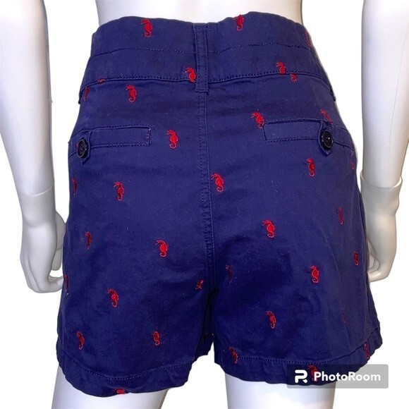 Blue Epic Women's Shorts Navy with Red Seahorses Size 14 - Picture 2 of 7